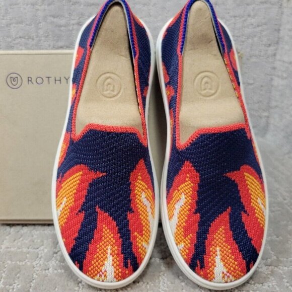 Rothy's The Kids Navy Flames Slip On Sneaker Little Kid's Size 10,11,12,13,1,2